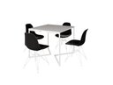 Ver imagem 2 de Mesa Industrial Base Ferro Branco em V Tampo 90x90 Branco 4 Cadeiras Eames Ferro Assento Preto
