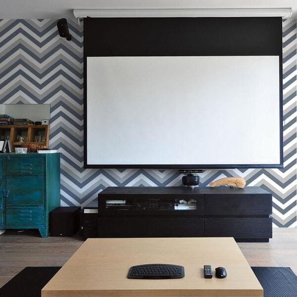 Papel de Parede Adesivo Chevron Azul e Cinza - 45x300 cm - 4