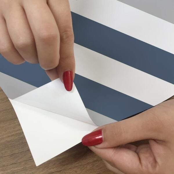 Papel de Parede Adesivo Chevron Azul e Cinza - 45x300 cm - 2
