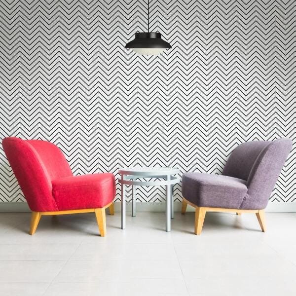 Papel de Parede Adesivo Chevron Preto e Branco - 45x300 cm - 3
