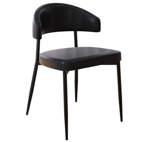 Cadeira Estofada para Sala de Jantar Serena Preto C01 Courino Preto - Lyam Decor