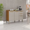 Ver imagem 1 de Balcão de Cozinha 120 cm Rubi 3 Portas 2 Gavetas Cinamomo/Off White - Pnr Móveis