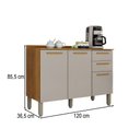 Ver imagem 4 de Balcão de Cozinha 120 cm Rubi 3 Portas 2 Gavetas Cinamomo/Off White - Pnr Móveis
