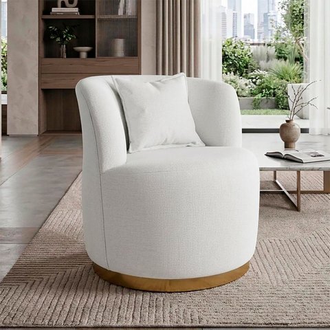 Poltrona Orgânica Base Metálica Confortável Decorativa para Sala Escritório Recepção Maranata Linho