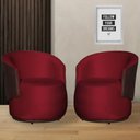 Ver imagem 1 de Kit 2 Poltronas Organica Beatriz Veludo Vermelho C/ Composê Corano Marrom - Lm Decor