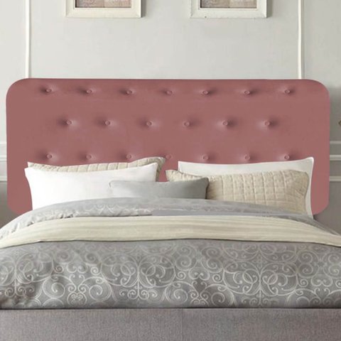 Painel Estofado Luxo Capitonê Brenda 195cm King Size para Cama Box Suede Rose - Gat Magazine
