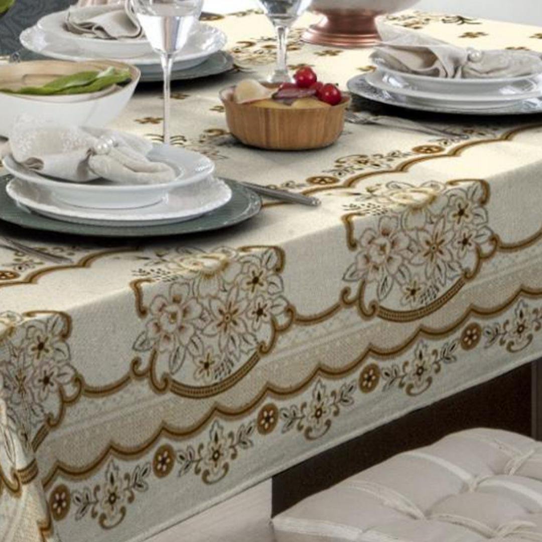 Toalha De Mesa Linh O Lugares Retangular Floral Bege Madeiramadeira