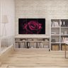 Quadro Decorativo Rosa na Cor Roxa com Fundo Preto 3 peças - 1