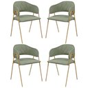 Ver imagem 1 de Conjunto 4 Cadeiras Veneza Bouclé Verde Oliva Metal Dourado