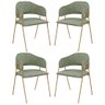 Conjunto 4 Cadeiras Veneza Bouclé Verde Oliva Metal Dourado - 1