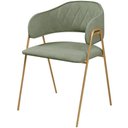 Ver imagem 6 de Conjunto 4 Cadeiras Veneza Bouclé Verde Oliva Metal Dourado