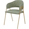 Conjunto 4 Cadeiras Veneza Bouclé Verde Oliva Metal Dourado - 6