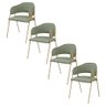 Conjunto 4 Cadeiras Veneza Bouclé Verde Oliva Metal Dourado - 4