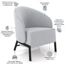 Ver imagem 4 de Poltrona Decorativa para Sala Living Pés Industrial Sierra K01 Veludo Cinza - Lyam Decor