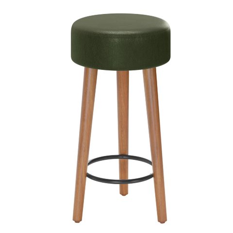 Banqueta Baixa Cozinha Paris Estofada D-33 com Pés de Madeira Rosqueáveis Corano Verde - Abmaza