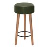 Banqueta Baixa Cozinha Paris Estofada D-33 com Pés de Madeira Rosqueáveis Corano Verde - Abmaza - 1