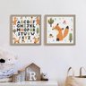 Kit Infantil 2 Quadros Alfabeto Raposas-20x20-Preta - 1