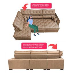 Sofá de Canto Retrátil e Reclinável com Molas Cama Inbox Platinum Esquerdo 3.00x2.36 Suede Castor - 3 Sofá de Canto Retrátil e Reclinável com Molas Cama Inbox Platinum Esquerdo 3.00x2.36 Suede Castor - 3