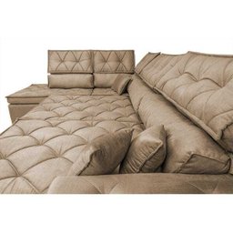 Sofá de Canto Retrátil e Reclinável com Molas Cama Inbox Platinum Esquerdo 3.00x2.36 Suede Castor - 5 Sofá de Canto Retrátil e Reclinável com Molas Cama Inbox Platinum Esquerdo 3.00x2.36 Suede Castor - 5