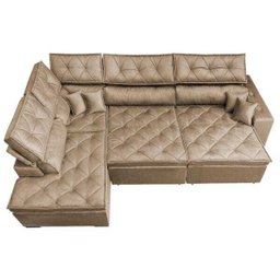 Sofá de Canto Retrátil e Reclinável com Molas Cama Inbox Platinum Esquerdo 3.00x2.36 Suede Castor - 6 Sofá de Canto Retrátil e Reclinável com Molas Cama Inbox Platinum Esquerdo 3.00x2.36 Suede Castor - 6