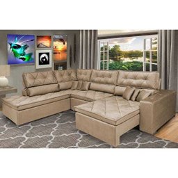 Sofá de Canto Retrátil e Reclinável com Molas Cama Inbox Platinum Esquerdo 3.00x2.36 Suede Castor - 1 Sofá de Canto Retrátil e Reclinável com Molas Cama Inbox Platinum Esquerdo 3.00x2.36 Suede Castor - 1