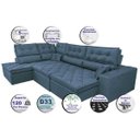 Ver imagem 4 de Sofá de Canto Retrátil e Reclinável com Molas Cama Inbox Platinum Esquerdo 3.40x2.36 Suede Azul