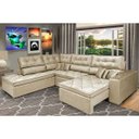 Ver imagem 1 de Sofá de Canto Retrátil e Reclinável com Molas Cama Inbox Platinum Esquerdo 3.40x2.36 Suede Bege