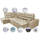 Ver imagem 4 de Sofá de Canto Retrátil e Reclinável com Molas Cama Inbox Platinum Esquerdo 3.40x2.36 Suede Bege