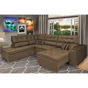 Ver imagem 1 de Sofá de Canto Retrátil e Reclinável com Molas Cama Inbox Platinum Esquerdo 3.40x2.36 Suede Café