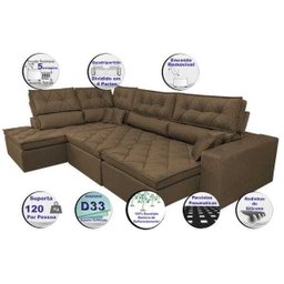 Sofá de Canto Retrátil e Reclinável com Molas Cama Inbox Platinum Esquerdo 3.40x2.36 Suede Café - 4