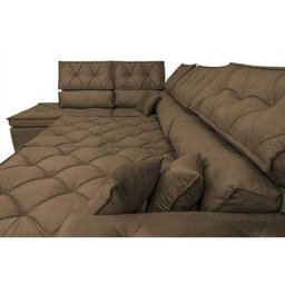 Sofá de Canto Retrátil e Reclinável com Molas Cama Inbox Platinum Esquerdo 3.40x2.36 Suede Café - 5