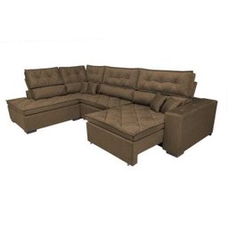 Sofá de Canto Retrátil e Reclinável com Molas Cama Inbox Platinum Esquerdo 3.40x2.36 Suede Café - 7