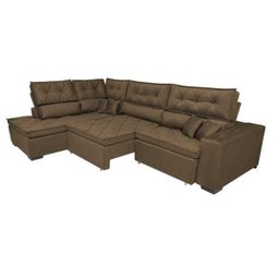 Sofá de Canto Retrátil e Reclinável com Molas Cama Inbox Platinum Esquerdo 3.40x2.36 Suede Café - 8