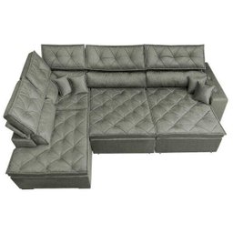 Sofá de Canto Retrátil e Reclinável com Molas Cama Inbox Platinum Esquerdo 3.40x2.36 Suede Cinza - 6