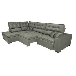 Sofá de Canto Retrátil e Reclinável com Molas Cama Inbox Platinum Esquerdo 3.40x2.36 Suede Cinza - 8