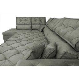 Sofá de Canto Retrátil e Reclinável com Molas Cama Inbox Platinum Esquerdo 3.40x2.36 Suede Cinza - 5