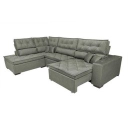 Sofá de Canto Retrátil e Reclinável com Molas Cama Inbox Platinum Esquerdo 3.40x2.36 Suede Cinza - 7