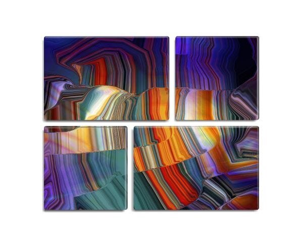 Conjunto 4 quadros decorativos Assimetrico Résumé boréal 127x56cm - 1