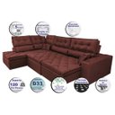 Ver imagem 4 de Sofá de Canto Retrátil e Reclinável com Molas Cama Inbox Platinum Esquerdo 3.40x2.36 Suede Vinho