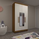 Ver imagem 1 de Guarda Roupa Solteiro 4 Portas com Espelho e Pés Gênova Luciane Móveis