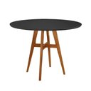 Ver imagem 1 de Mesa de Jantar Atenas Madeira Maciça 110cm Tampo Redondo Vidro Móveis Minas Cor Preto