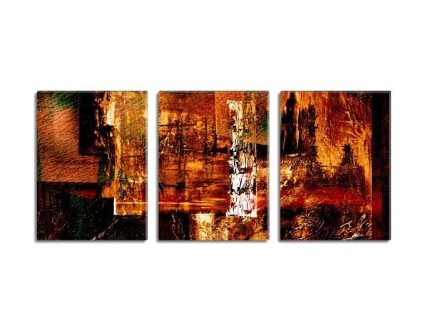 Trio de quadros decorativos Slim Abstract Autumn Pequeno 95x40cm - 1