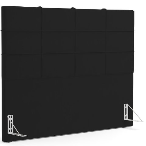 Cabeceira Cama Box Queen 160 cm Roma W01 Suede Preto - Lyam Lyam Decor