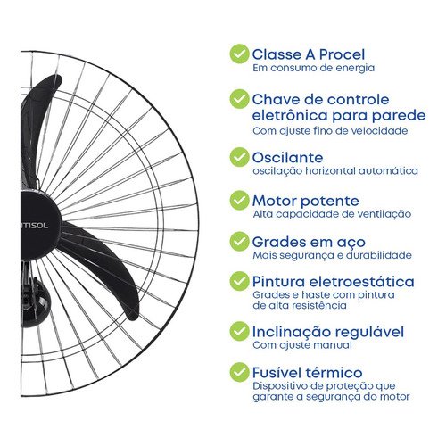 Ventilador de Parede 60 Cm Oscilante Ventisol 3 Pás 127v - 3