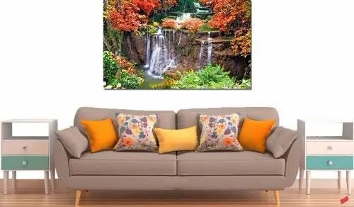 Quadro Decorativo Paisagem Floresta Com Cachoeira 1 Peça - 2