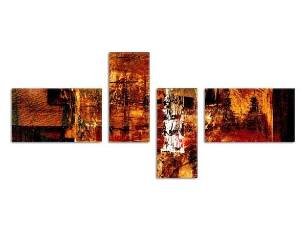 Conjunto 4 quadros decorativos Assimetrico Slim Abstract Autumn 127x56cm - 1