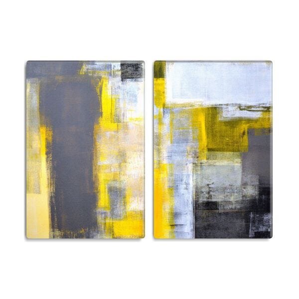 Conjunto 2 quadros decorativos Slim Yellow Abstract 85x60cm - 1