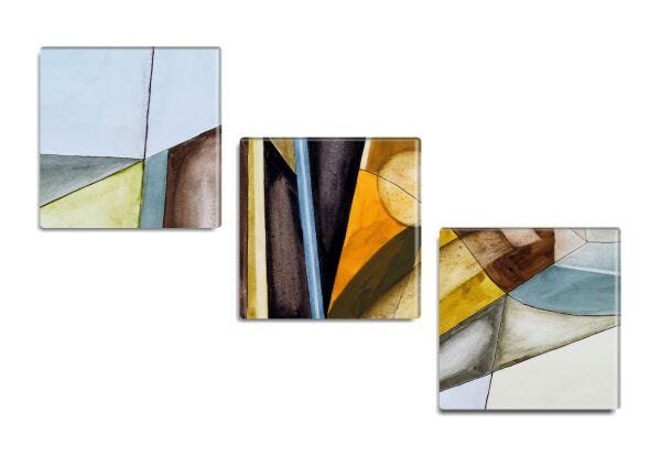 Trio de quadros decorativos Petit vertical Contemporary Abstract 130x40cm - 1