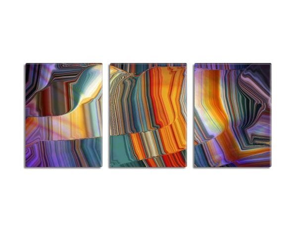 Trio de quadros decorativos Résumé boréal Pequeno 95x40cm - 1