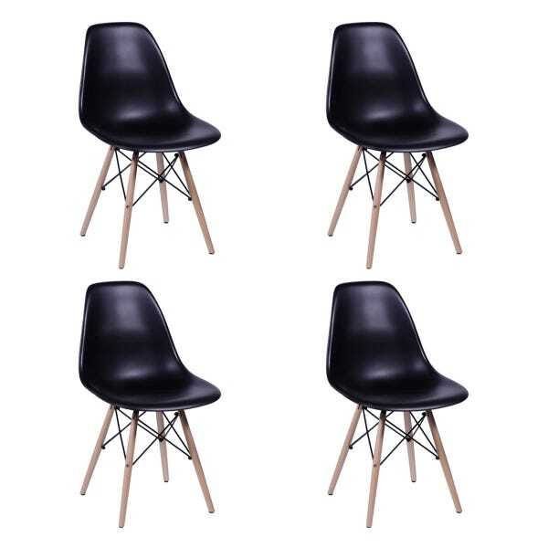 Conjunto de Mesa Eames Tampo Quadrado Preto 90cm 4 Cadeiras Pretas - 2